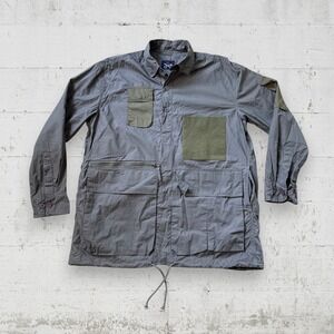 Hawkwood Mercantile Combat Shirt Pullover Smock Sz M Gray Collared